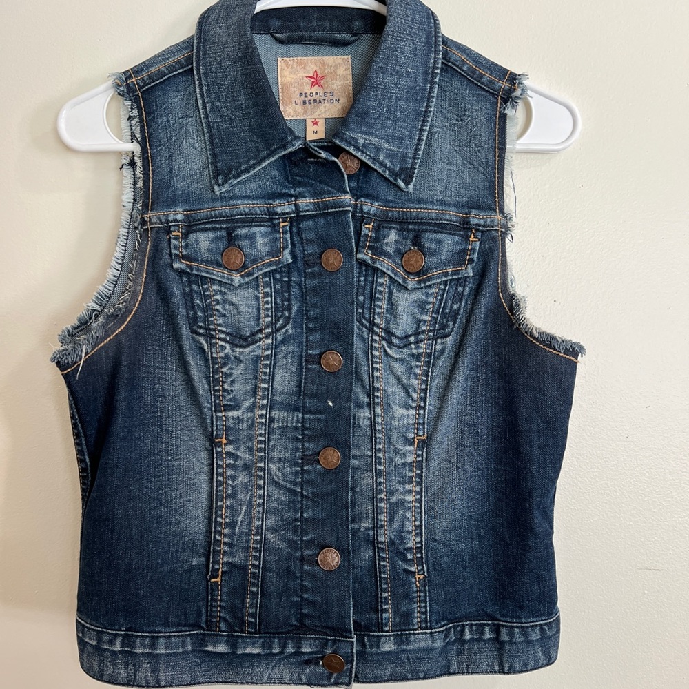 People’s Liberation blue Jean distressed jacket vest